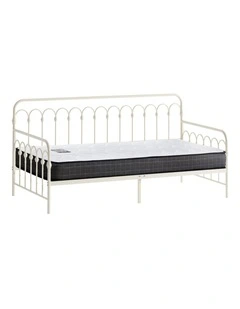 Oikiture Metal Daybed Frame Single Size Sofa Bed Support with Mattress Beige