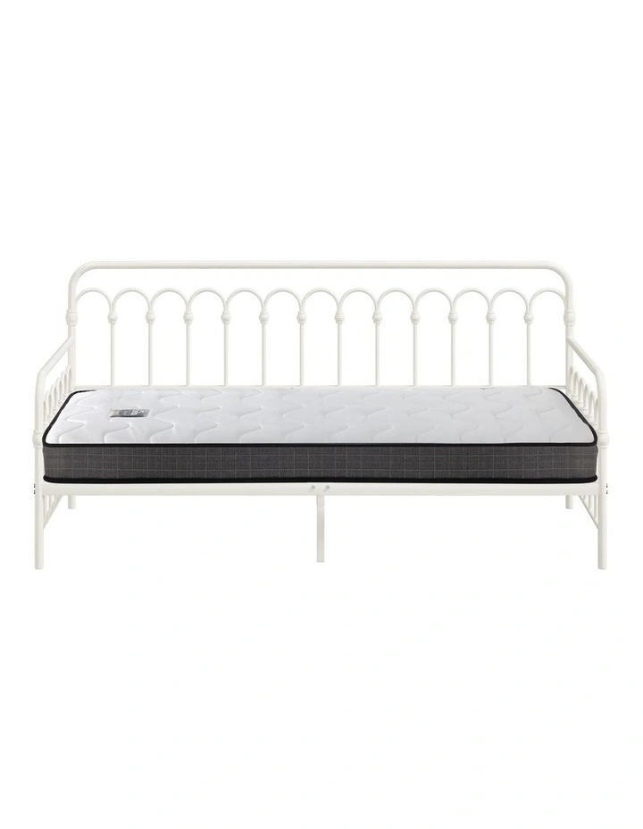 Oikiture Metal Daybed Frame Single Size Sofa Bed Support with Mattress Beige image 2