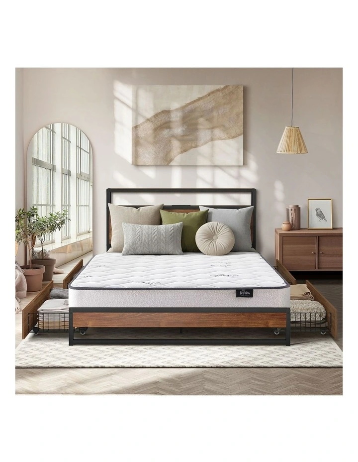 Oikiture Metal Bed Frame King Size LED 4 Storage Drawers USB with Mattress image 5