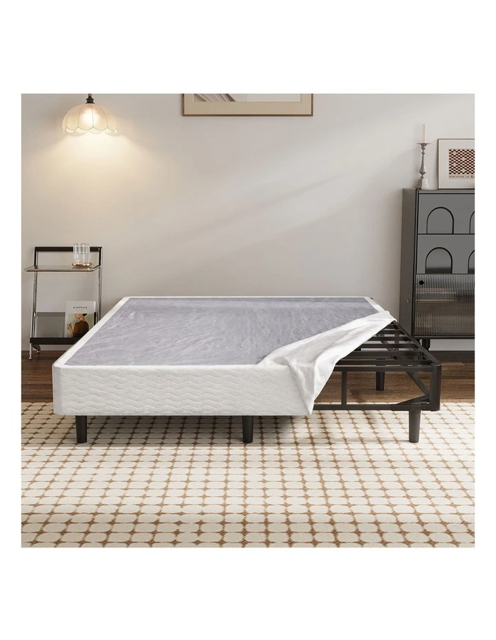 Oikiture Queen Ensemble Bed Base Metal Bed Frame Fabric Cover Platform Bed image 5