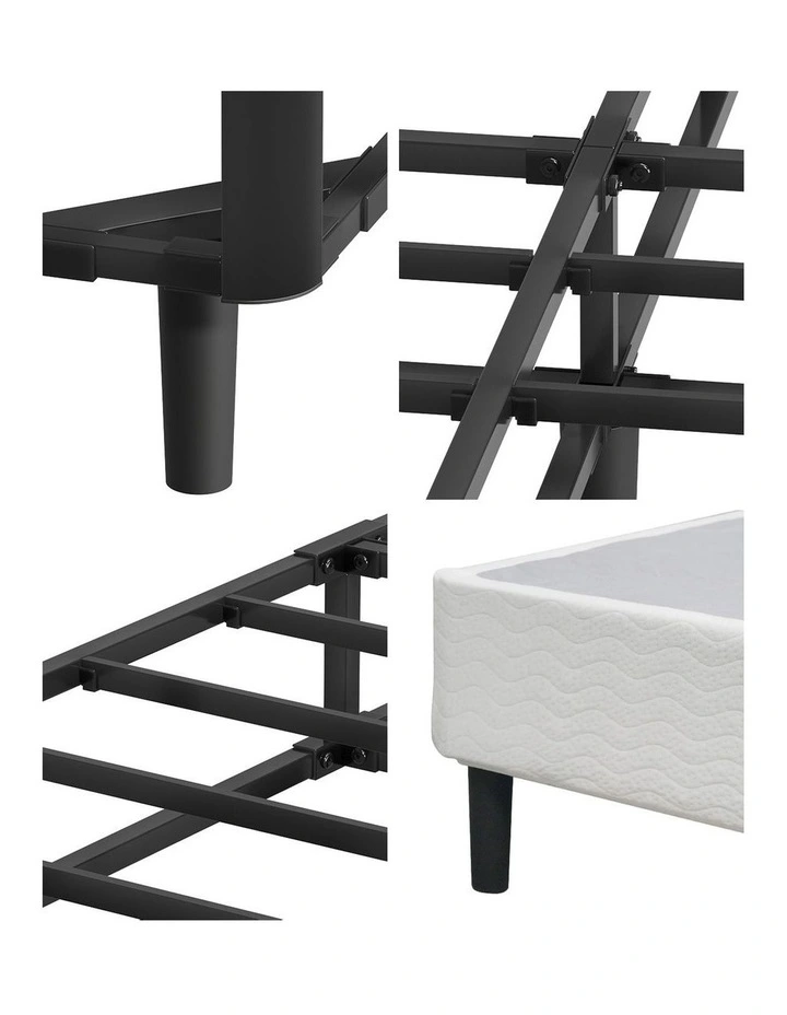 Oikiture Queen Ensemble Bed Base Metal Bed Frame Fabric Cover Platform Bed image 6