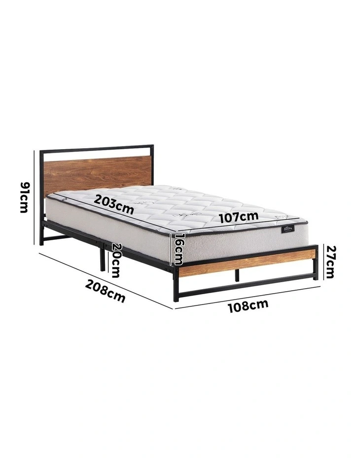 Oikiture Metal Bed Frame King Single Beds Platform with Mattress image 3