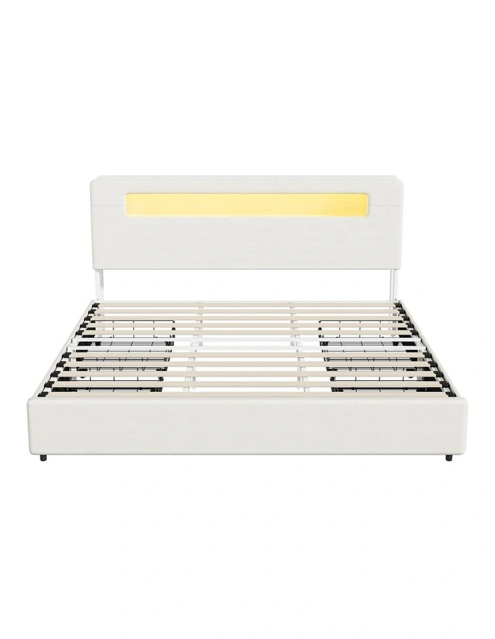 Oikiture Bed Frame 4 Drawers King Size with LED Charging Storage Bedhead image 2