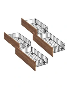 Oikiture 4x Bed Frame Storage Drawers with Wheels Metal Brown
