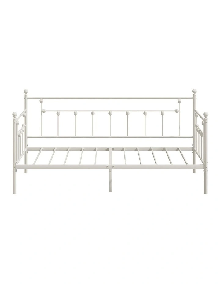 Oikiture Metal Daybed Frame Single Size Steel Slat Support Sofa Bed Beige image 2