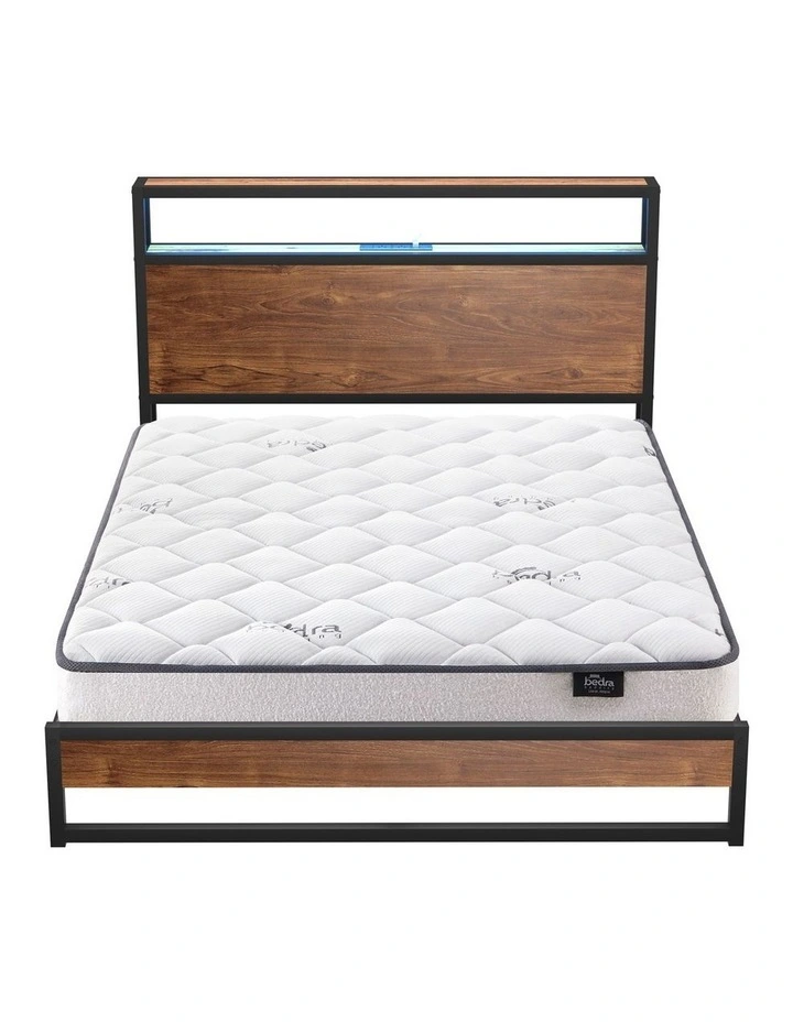 Oikiture Metal Bed Frame King Size LED Storage USB with Mattress image 2
