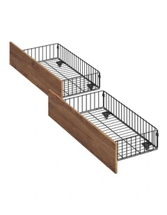 Oikiture 2x Bed Frame Storage Drawers with Wheels Metal Brown