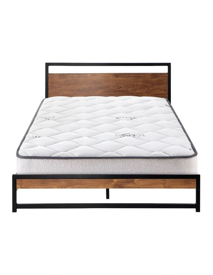 Oikiture Metal Bed Frame Single Size Beds Platform with Mattress image 2