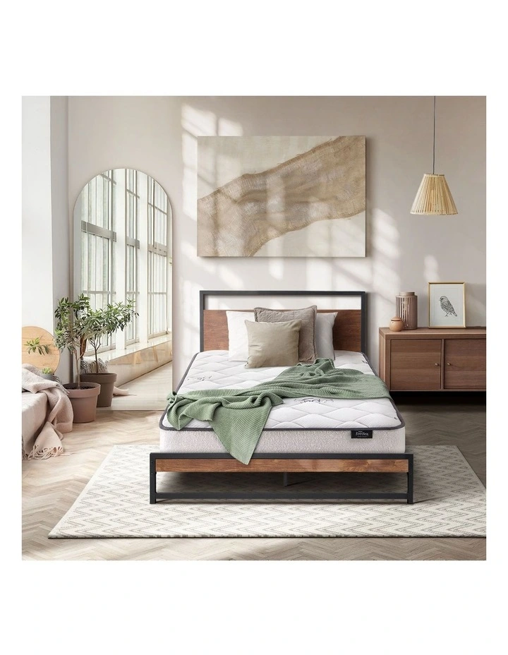 Oikiture Metal Bed Frame Single Size Beds Platform with Mattress image 5