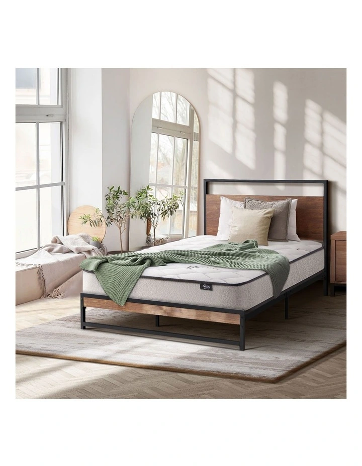 Oikiture Metal Bed Frame Single Size Beds Platform with Mattress image 7