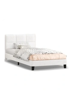 Bed Frame Single Size Tufted Headboard Boucle