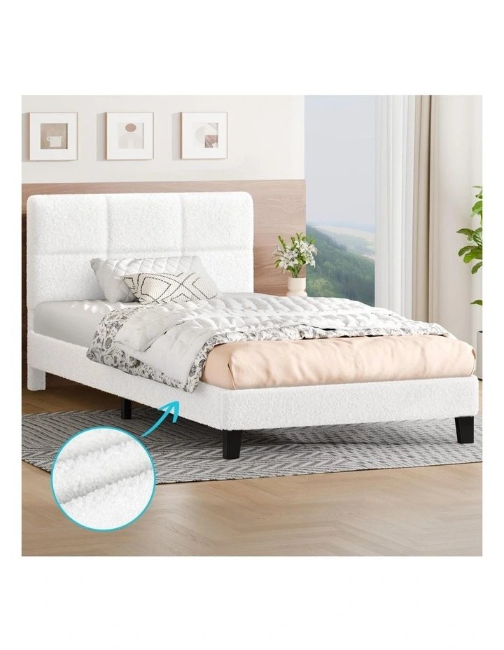 Bed Frame Single Size Tufted Headboard Boucle image 2