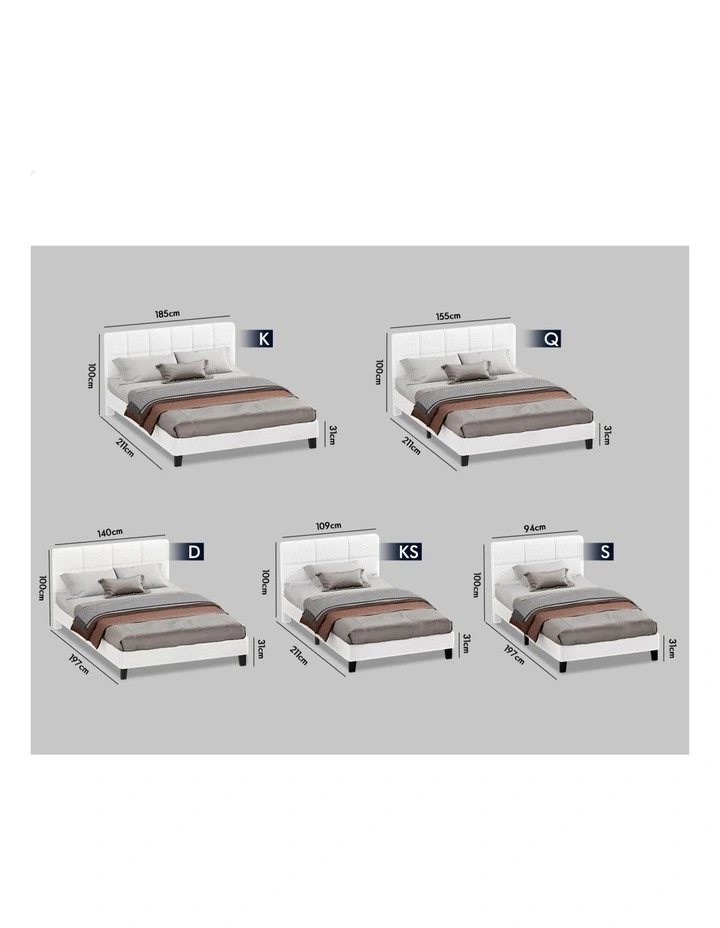 Bed Frame Single Size Tufted Headboard Boucle image 5