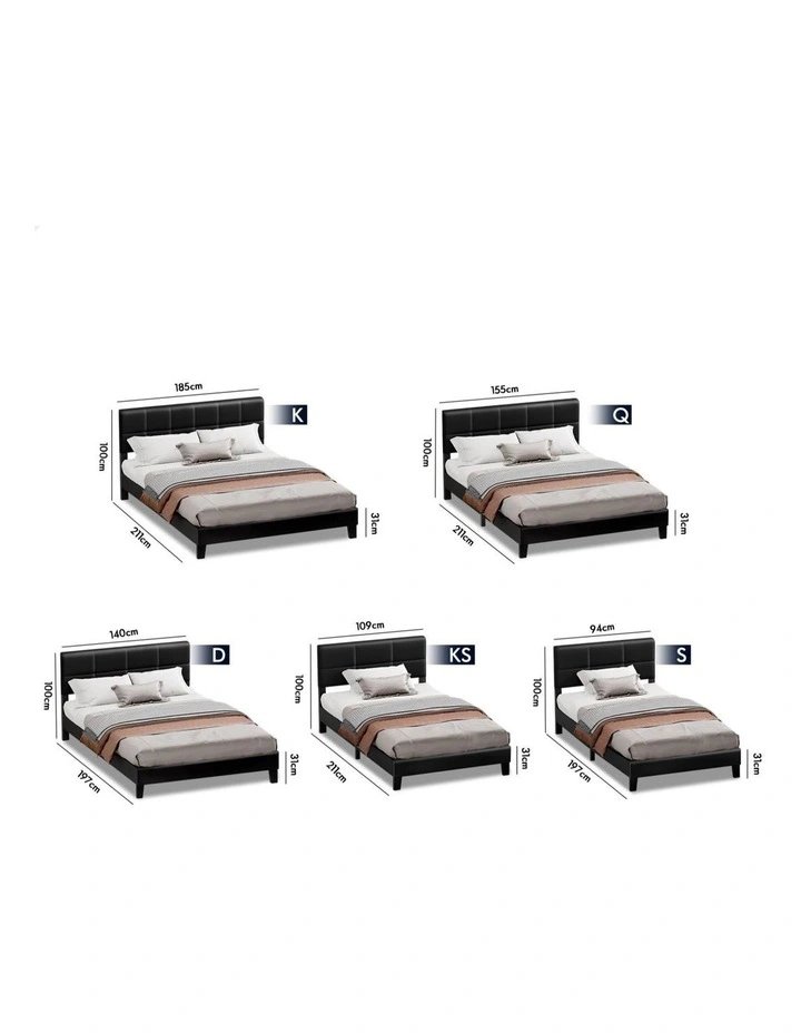 Bed Frame King Single Tufted Headboard Leather image 7