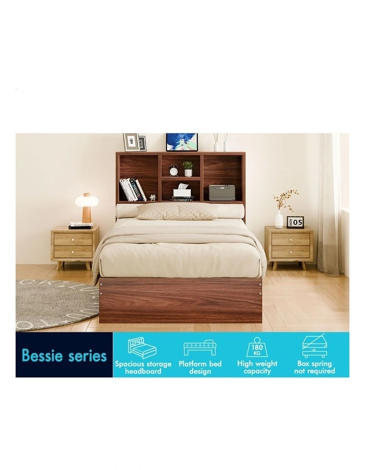 Wooden Bed Frame King Single with Bookshelf image 3