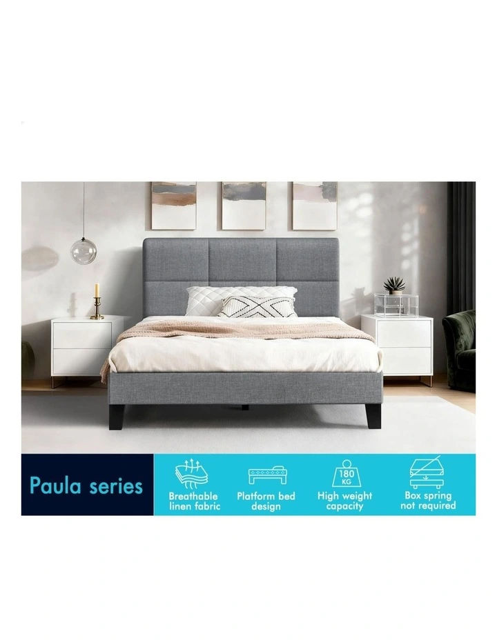 Bed Frame King Single Tufted Headboard Fabric image 3