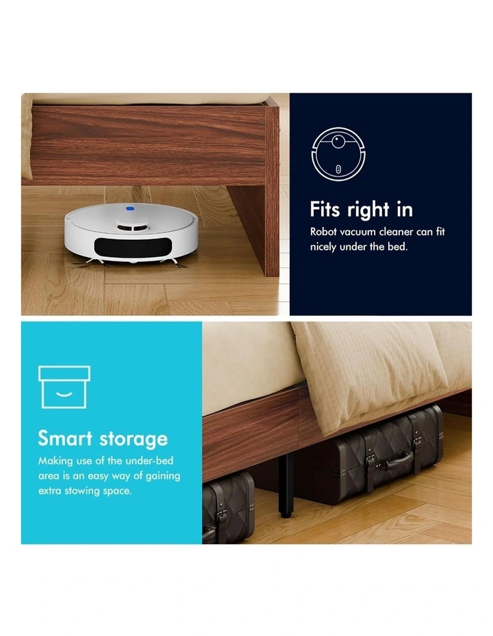 Wooden Bed Frame Queen with Bookshelf image 7