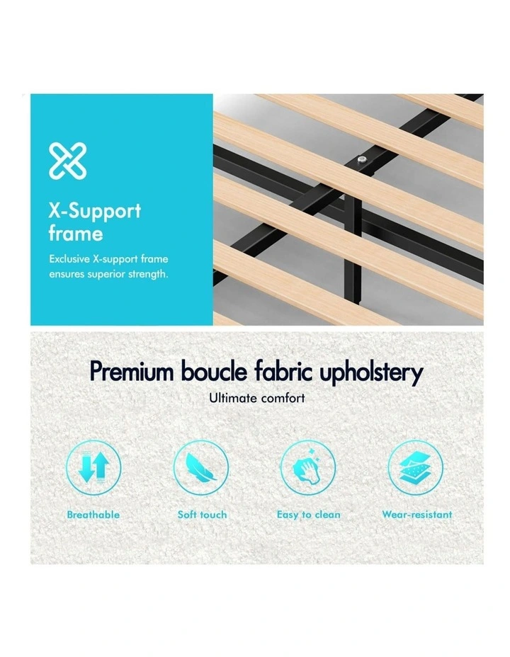 Bed Frame Double Gas Lift Adjustable Headboard Storage Boucle image 6