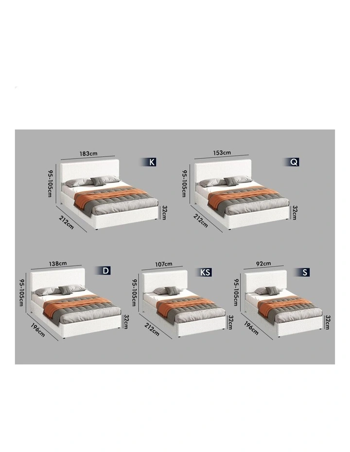 Bed Frame Double Gas Lift Adjustable Headboard Storage Boucle image 7
