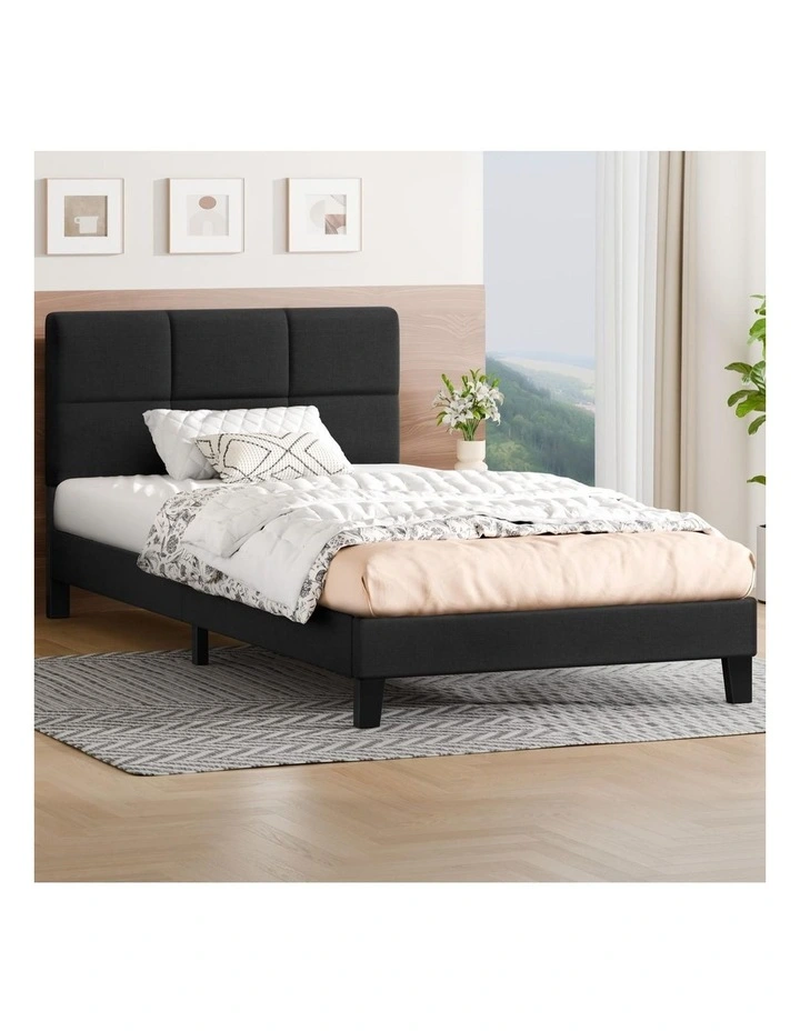 Bed Frame Single Size Tufted Headboard Fabric image 2