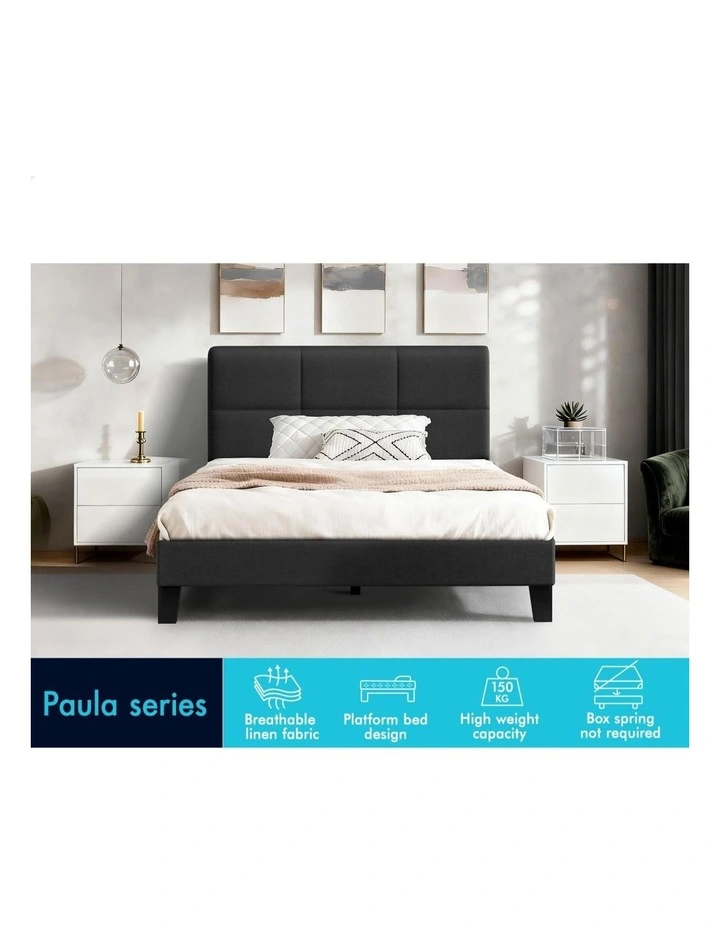 Bed Frame Single Size Tufted Headboard Fabric image 3