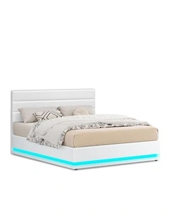 Bed Frame King Size LED Gas Lift Platform Base Storage