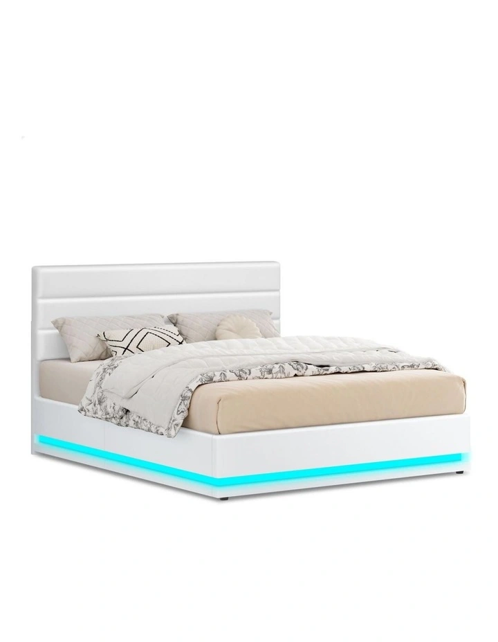 Bed Frame King Size LED Gas Lift Platform Base Storage image 1