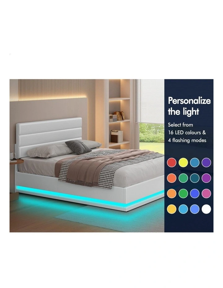 Bed Frame King Size LED Gas Lift Platform Base Storage image 4