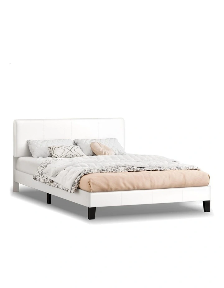 Bed Frame Queen Size Channel Stitched Headboard Leather image 1