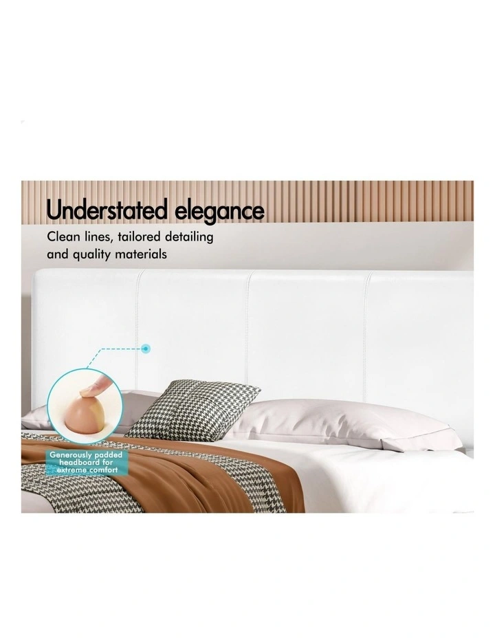 Bed Frame Queen Size Channel Stitched Headboard Leather image 4