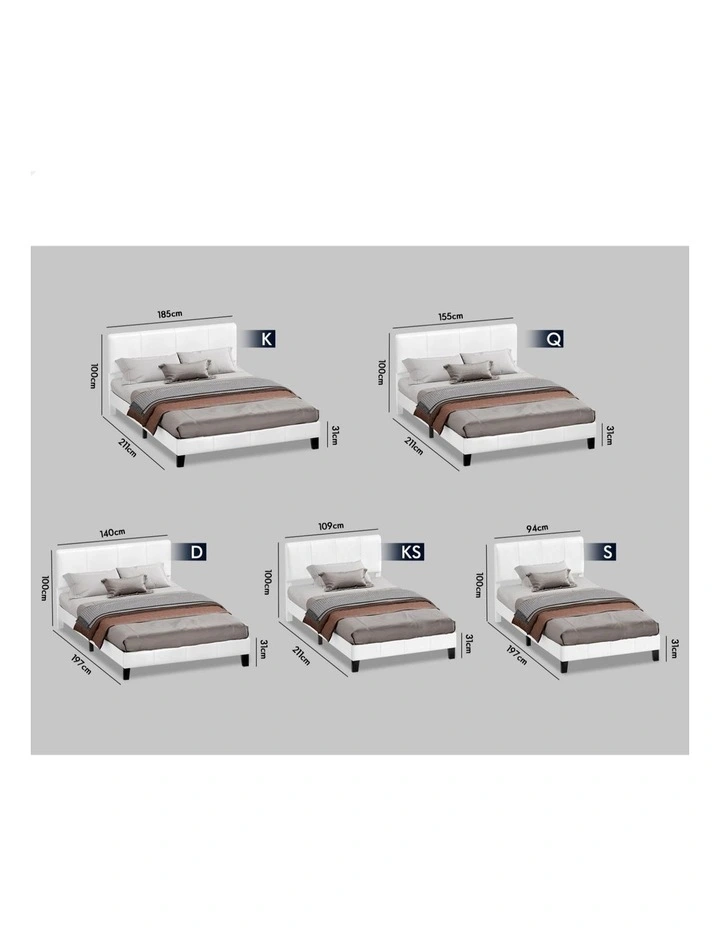 Bed Frame Queen Size Channel Stitched Headboard Leather image 7