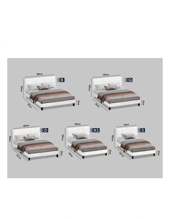 Bed Frame King Single Channel Stitched Headboard Leather image 6