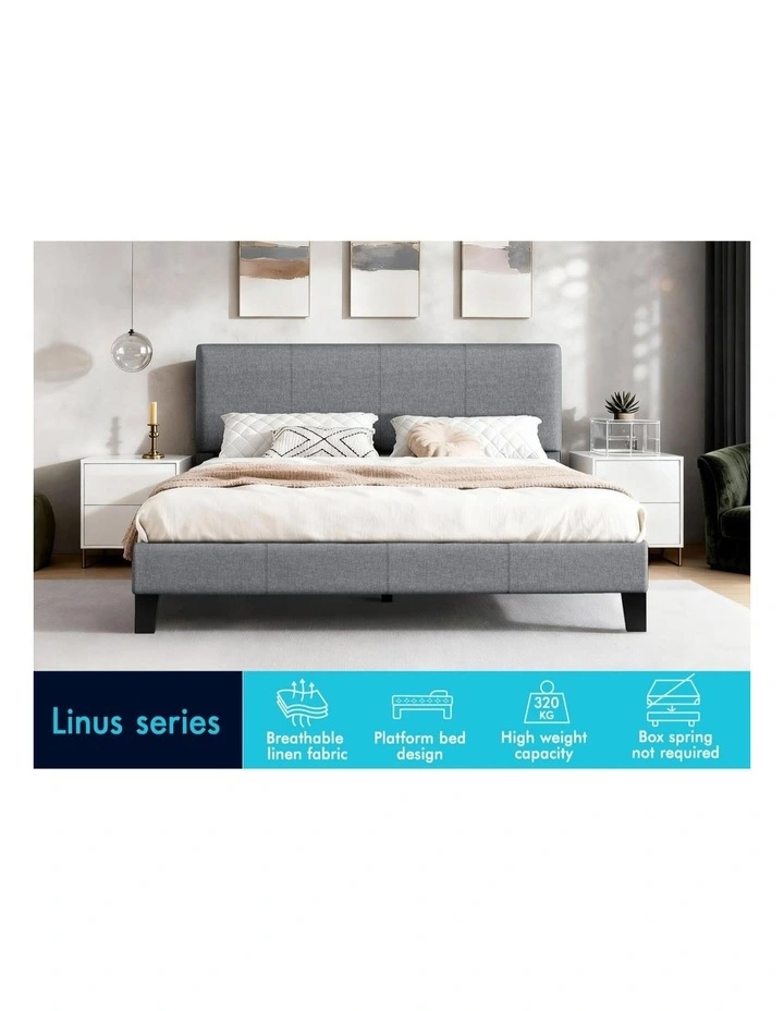 Bed Frame Double Size Mattress Base Platform Fabric image 3