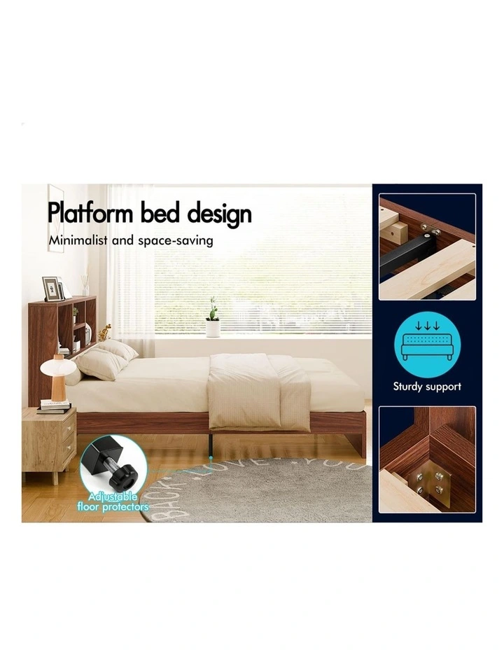 Wooden Bed Frame Double with Bookshelf image 4