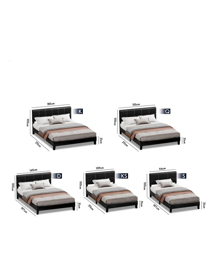 Bed Frame Double Size Tufted Headboard Leather image 6