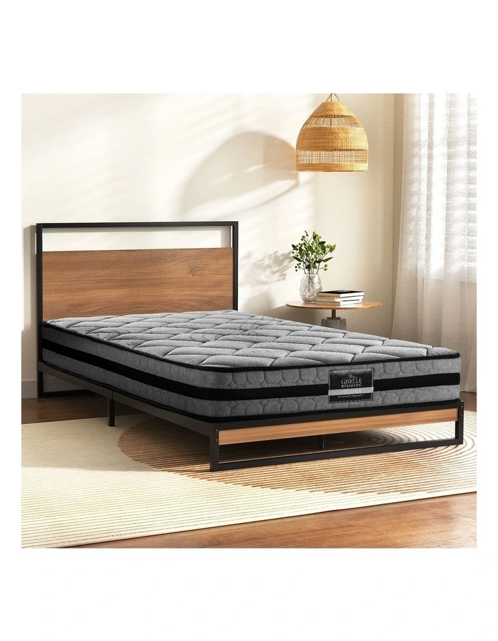 Artiss  Metal Bed Frame Single Size Beds Platform with Mattress image 2