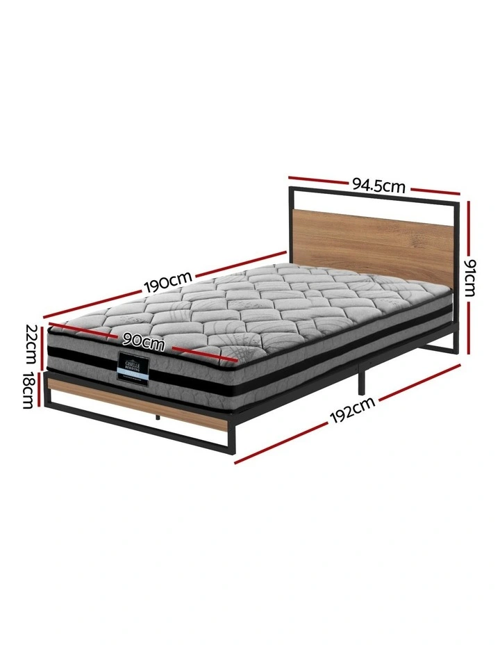 Artiss  Metal Bed Frame Single Size Beds Platform with Mattress image 4