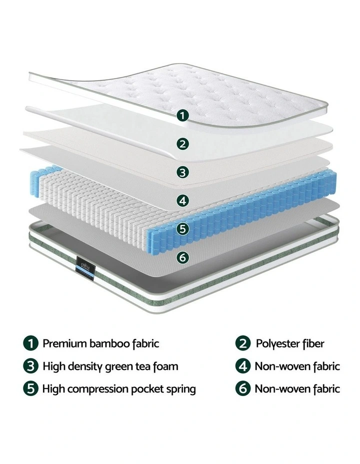 Green Tea Foam Pocket Spring Mattress Double Bed Hybrid Mattresses image 5