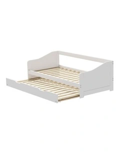 Oikiture Trundle Bed Frame Daybed Single Size Base Timber Wooden Single Beds x2
