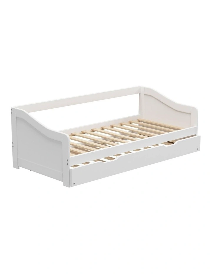 Oikiture Trundle Bed Frame Daybed Single Size Base Timber Wooden Single Beds x2 image 5