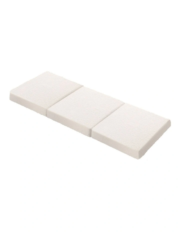 Bedra Folding Mattress Sherpa Fleece Foam 3-fold Foldable Floor Sofa Bed Single image 1