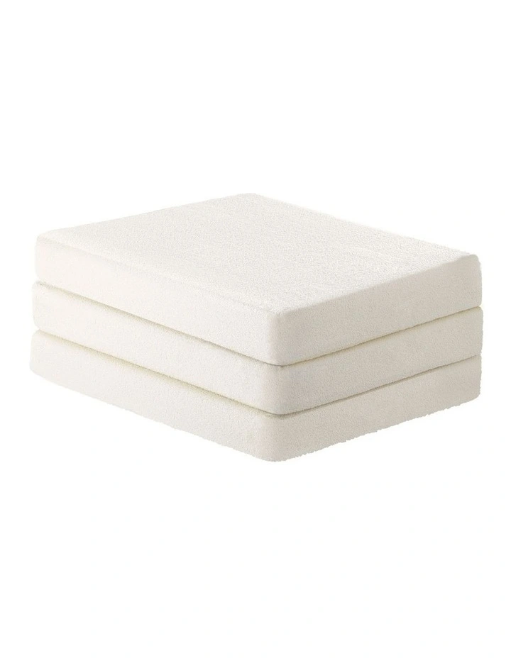 Bedra Folding Mattress Sherpa Fleece Foam 3-fold Foldable Floor Sofa Bed Single image 2