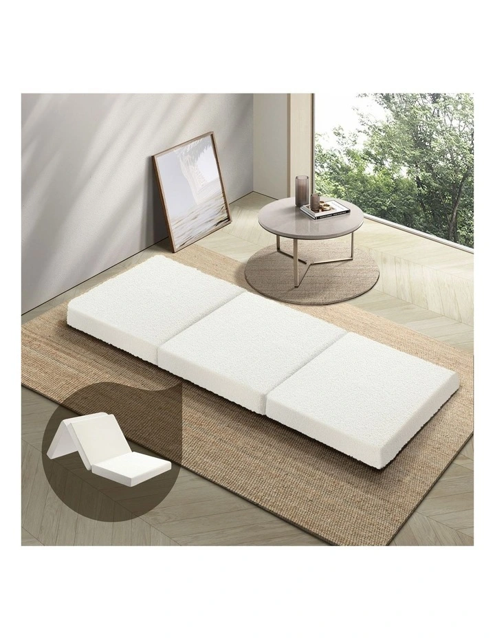 Bedra Folding Mattress Sherpa Fleece Foam 3-fold Foldable Floor Sofa Bed Single image 4
