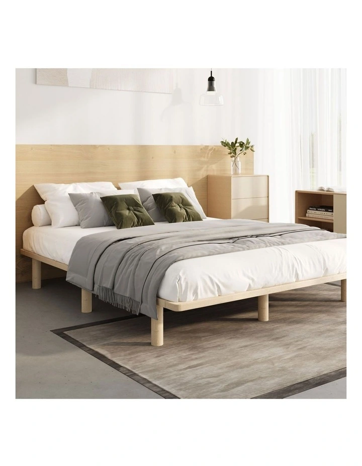 Oikiture Bed Frame Double Size Wooden Bed Base Platform Timber image 4