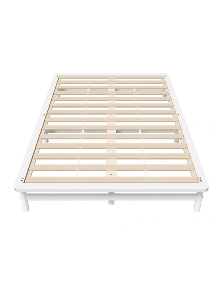 Oikiture Double Wooden Bed Frame Base Platform Solid Pine Timber Beds White image 2