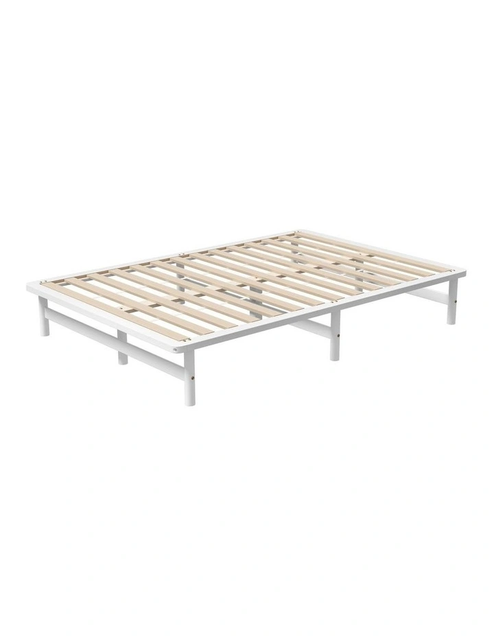 Oikiture Double Wooden Bed Frame Base Platform Solid Pine Timber Beds White image 5