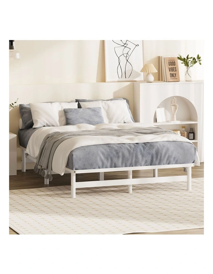 Oikiture Wooden Bed Frame Queen Size Beds Base Platform Solid Pine Timber White image 4