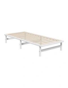Oikiture Wooden Bed Frame Single Beds Base Solid Pine Timber Platform White