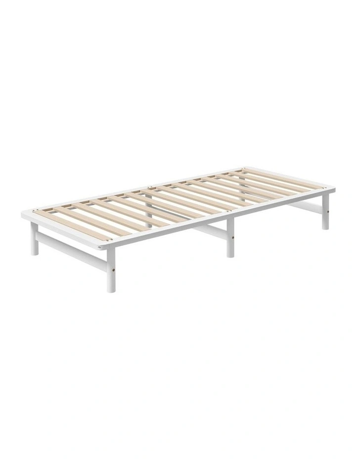 Oikiture Wooden Bed Frame Single Beds Base Solid Pine Timber Platform White image 5