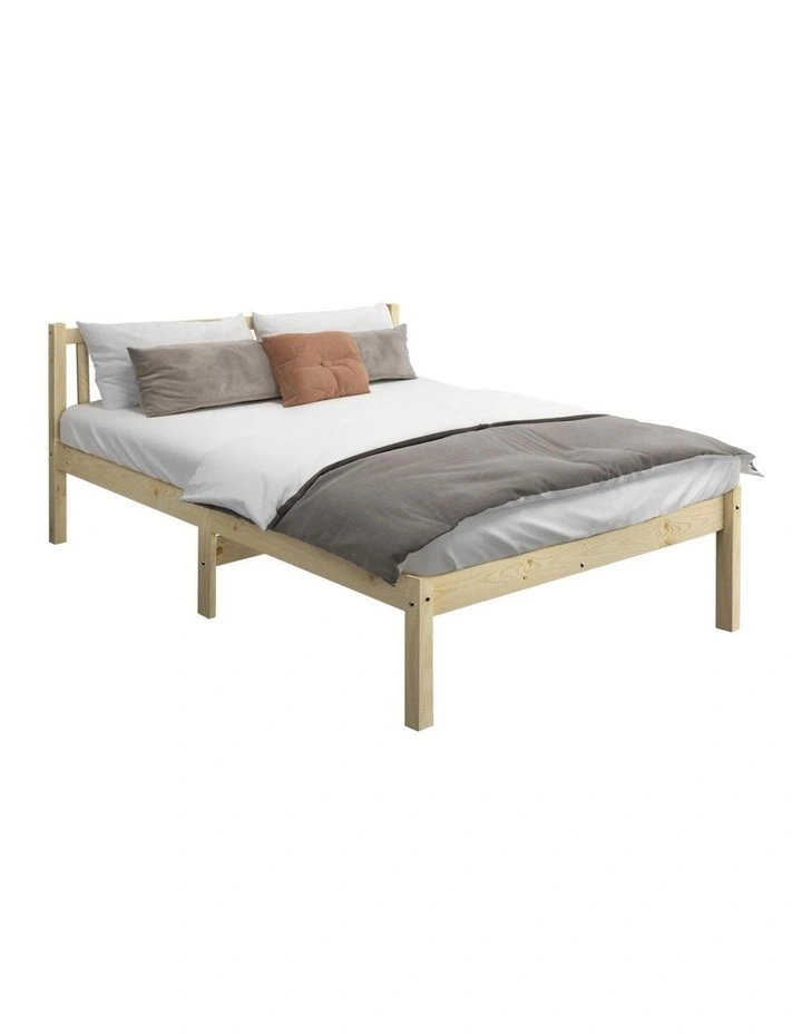 Oikiture Bed Frame Queen Size Wooden Timber Base Solid Wood Platform image 1